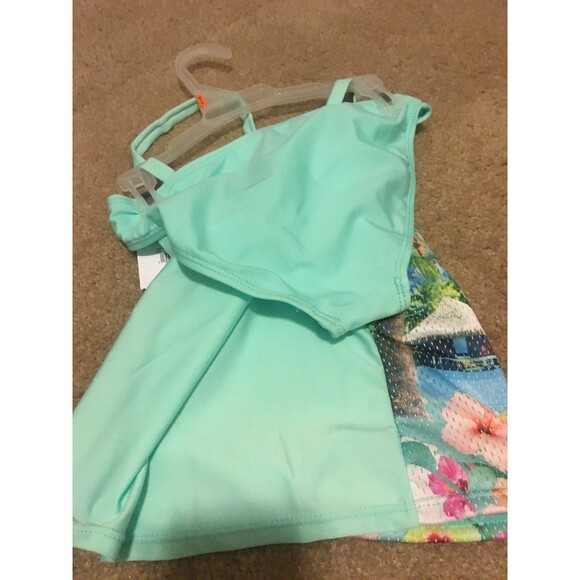 Op Girls Printed 2-Piece Swim Set Top & Bottom Size Medium 7/8 Multi-Color - Picture 6 of 7